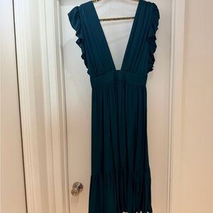 Teal Ruffle Dress low back dress